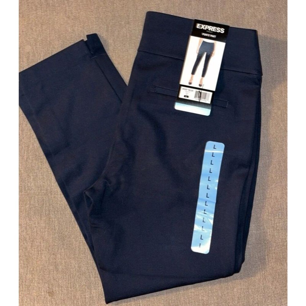 New Express Ponte Pants Navy Size L Ankle Length